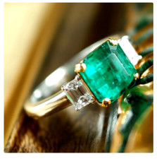 Natural Emerald Ring 925Sterling Silver Ring Handmade Ring Wedding Ring