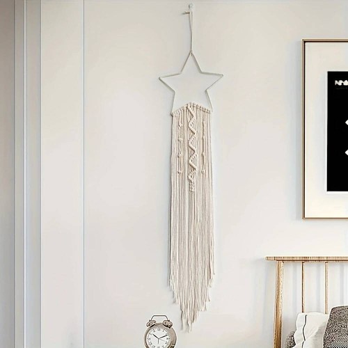 Macrame Wall Hanging Decor Star Moon Dream Catcher Boho Nursery Art - Picture 2 of 4