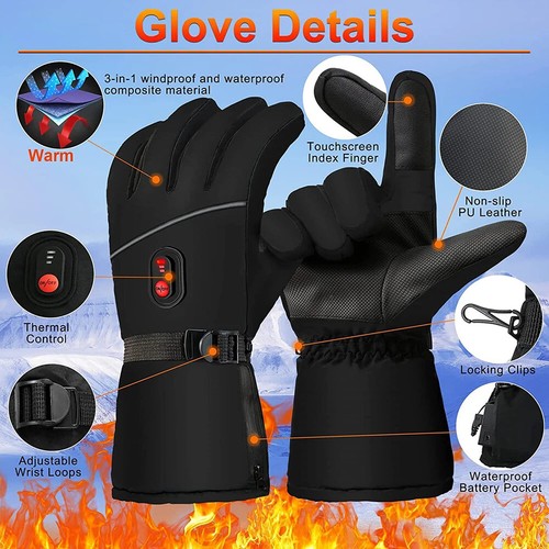 USB  Heating Thermal Glove Winter Warm Heated Glove for Cycling Skiing Hiking - Picture 3 of 23