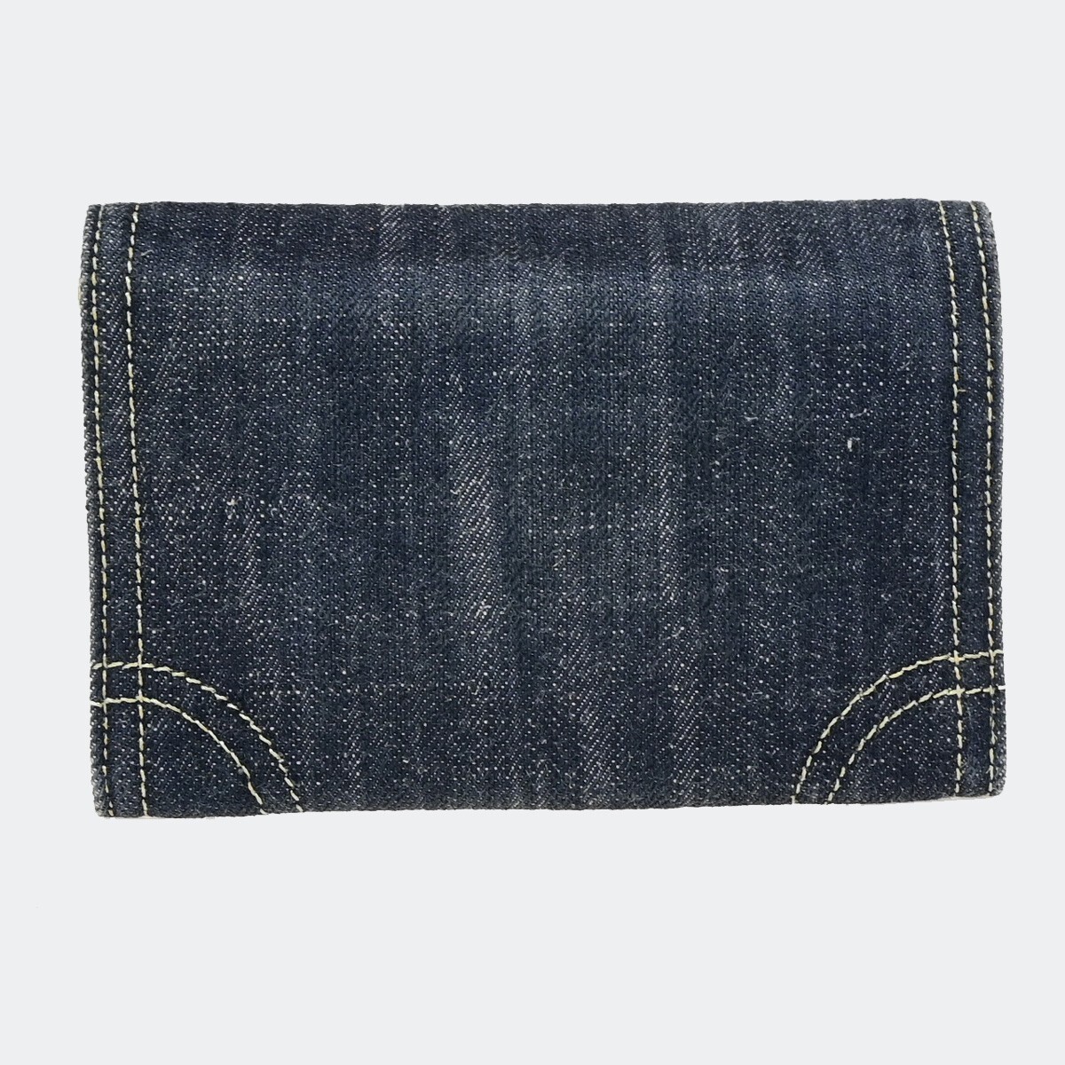 24B CHANEL CCロゴ プリントデニムチェーンウォレット CHANEL CC Logo Stitch Flap Wallet Purse Denim Leather Blue