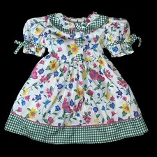 Vintage Rachels Kids Floral Party Dress Little Girl's Size 4T Gingham Flowers