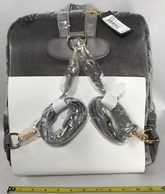Bebe - Danielle Quilted Velvet Backpacks Pewter/Gray bebe Danielle Velvet Pewter Silver Gray Fashion Backpack  main image 3