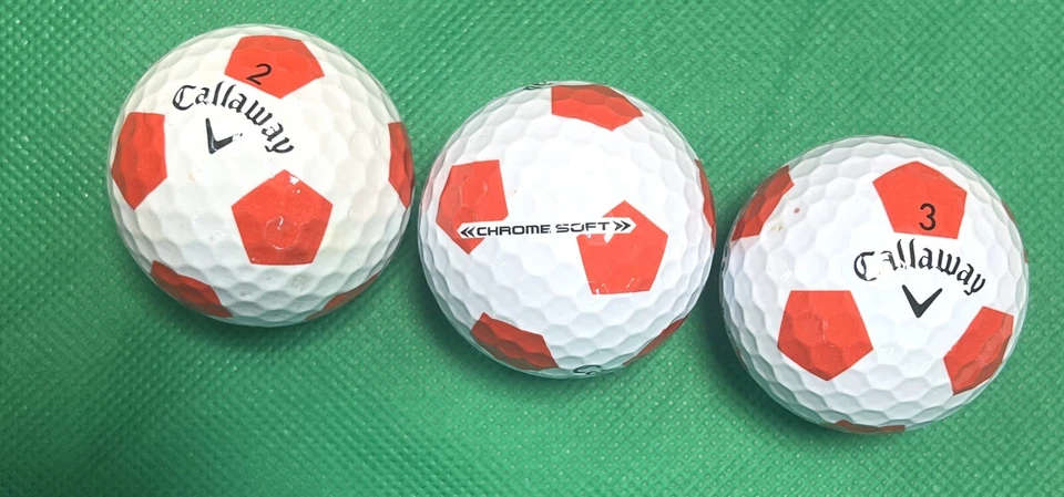 12 bolas de golfe vermelhas/brancas Callaway cromadas macias Truvis AAAA quase em perfeito estado usadas - Imagem 3 de 3