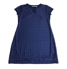 Isaac Mizrahi Live Dress Women S Blue Crochet Overlay Stretch Resortwear Coastal