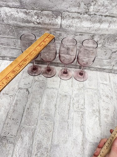 Vintage Set Of 4 Libbey Premier Rose Pink Wine Glasses Goblets NOS - Picture 7 of 8