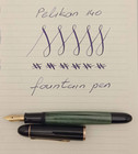 PELIKAN 140 GREEN STRIPED PISTON FOUNTAIN PEN 14K EF NIB VINTAGE 50s RARE