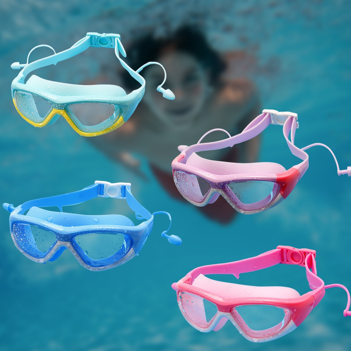 2 Pièces Lunette Piscine Enfant, Réglable Lunettes De Piscine