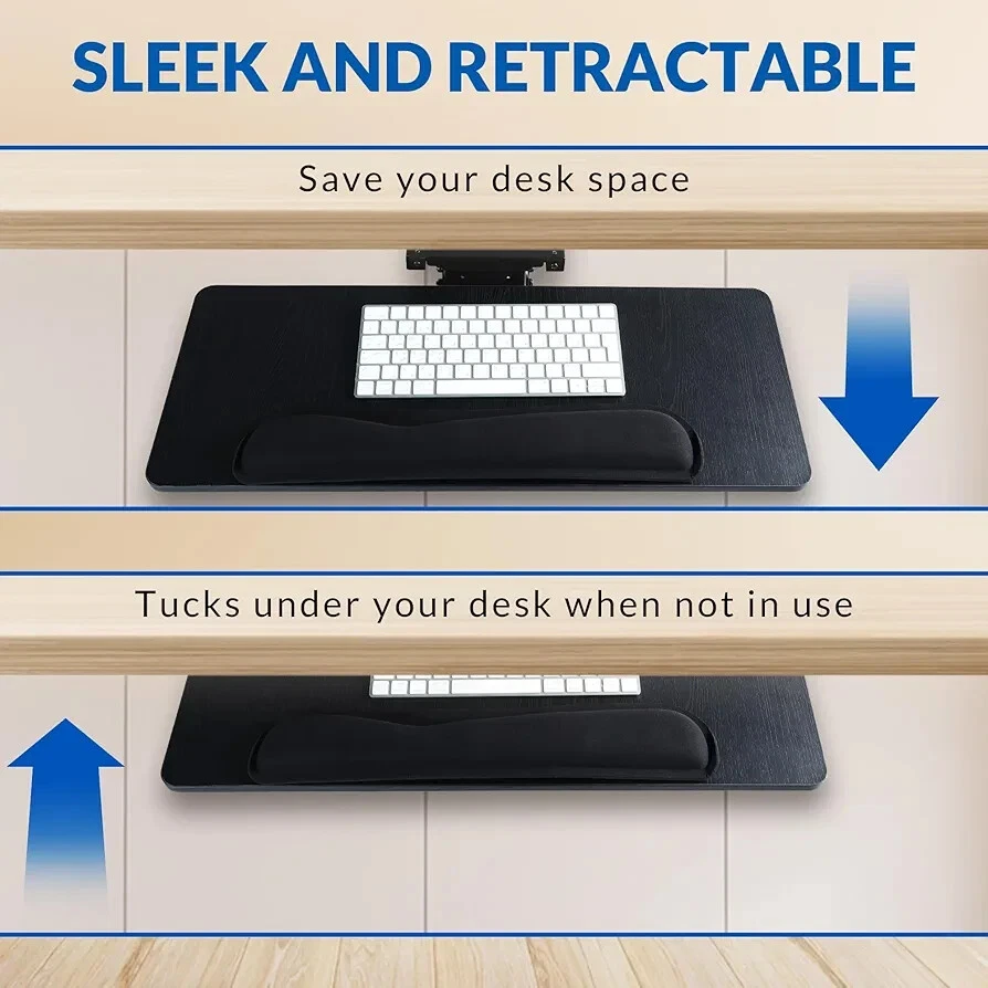 Adjustable Keyboard Tray – 360° Swivel Under Desk Keyboard Tray Slide Out, 25" - Image 4 of 4