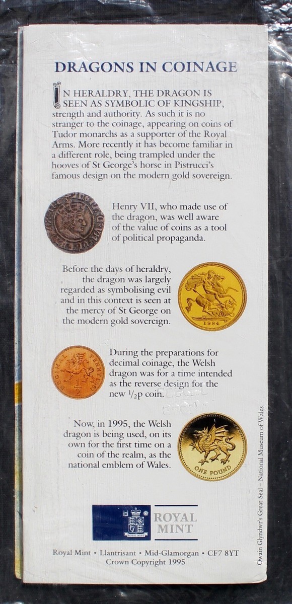 1995 BRILLIANT UNCIRCULATED £1 Coin FOR WALES Royal Mint SEALED