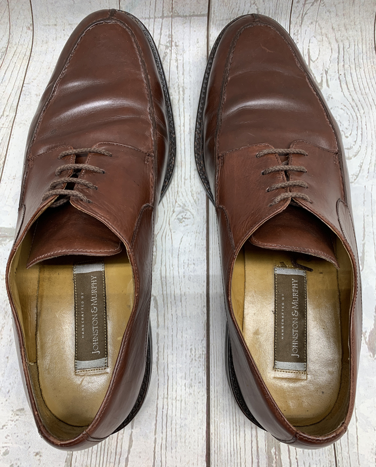 Johnston & Murphy Solid Brown Split Moc Toe Lace … - image 14