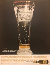 1961 Danish Tuborg Beer Glass photo "A-H-H-H Heard the World Over" print ad