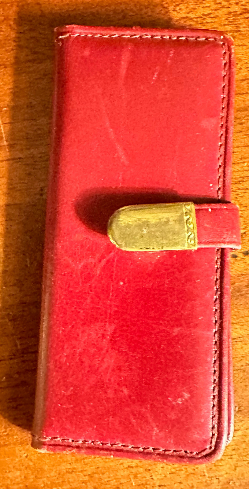 vintage travel stamp leather case 3" x 1 1/4" RED eBay