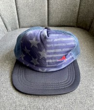 Tommy Bahama Youth Trucker Hat Size S/M Blue NEW NWOT USA Flag Mesh Back