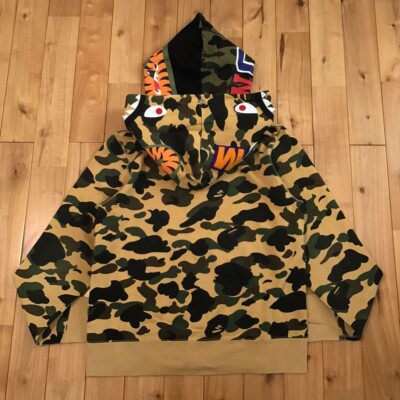 BAPE Double Shark full zip hoodie 1st camo Yellow A Bathing Ape