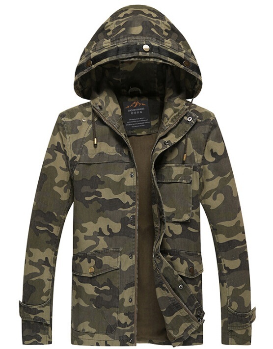 ALTRA Cappotto uomo slim frock cappuccio cotone mimetico uniforme giacca outwear parka nuovo