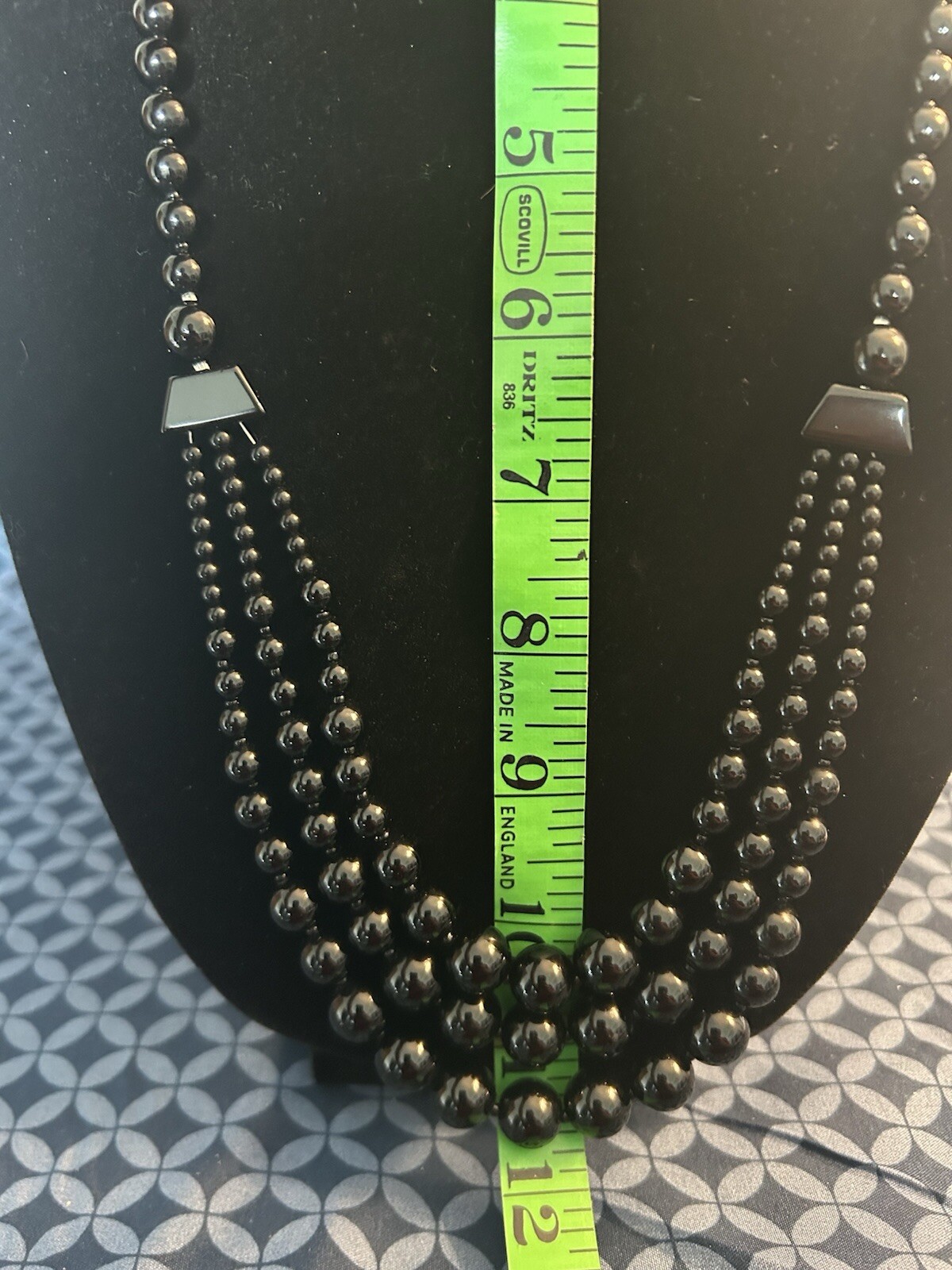 Black Beaded Multilayer Statement Necklace - image 5