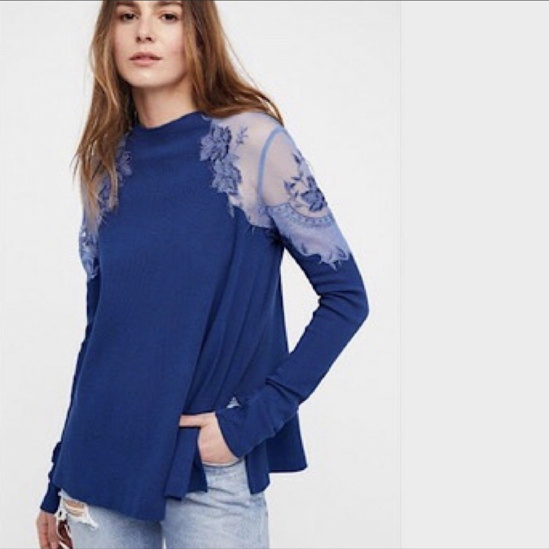 Haut Free People Daniella Brodé Couleur Vin - Taille XS/S, Manches Longues, Neuf Avec étiquettes