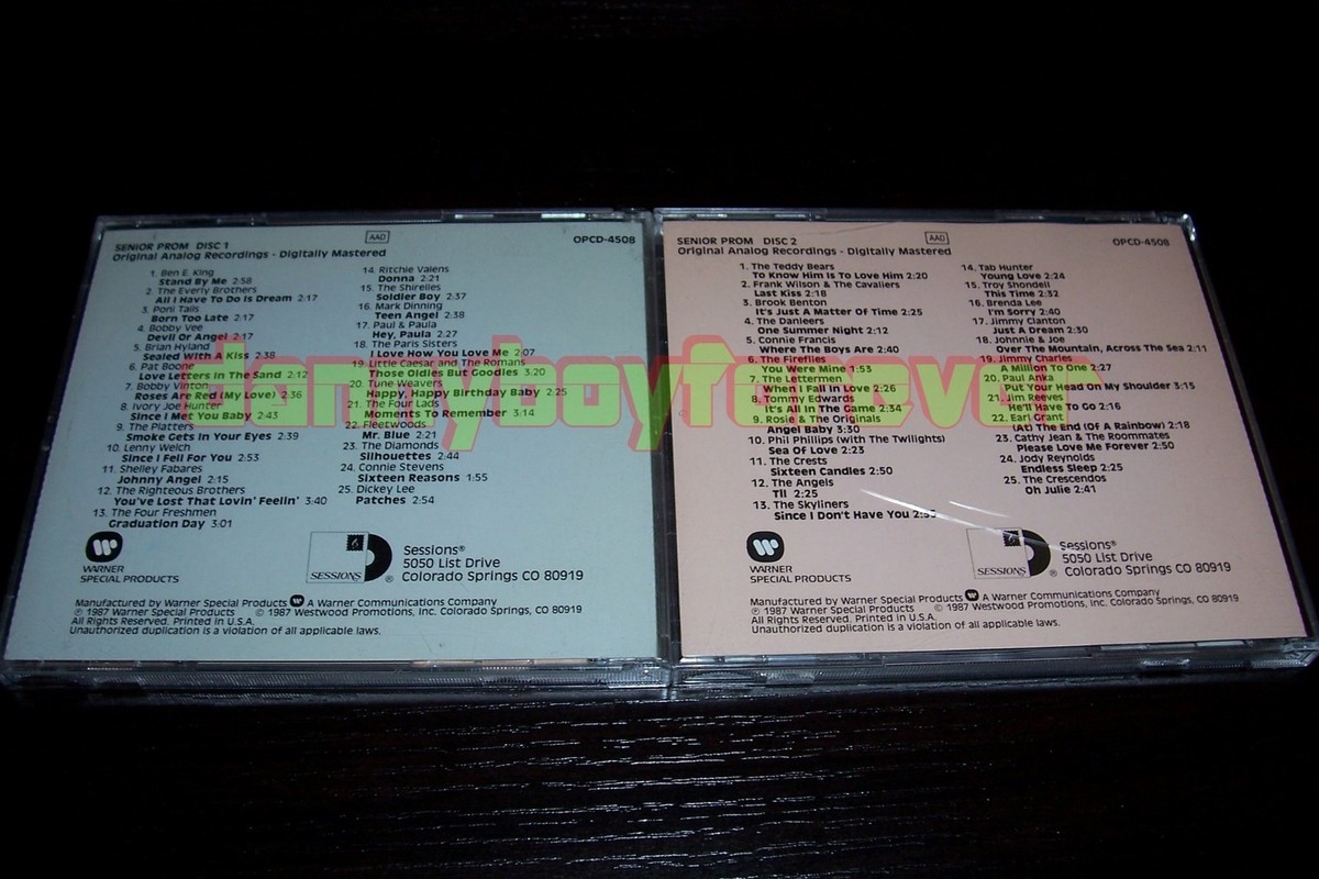 Sessions Presents Senior Prom CD Set 50 Tracks Warner Special