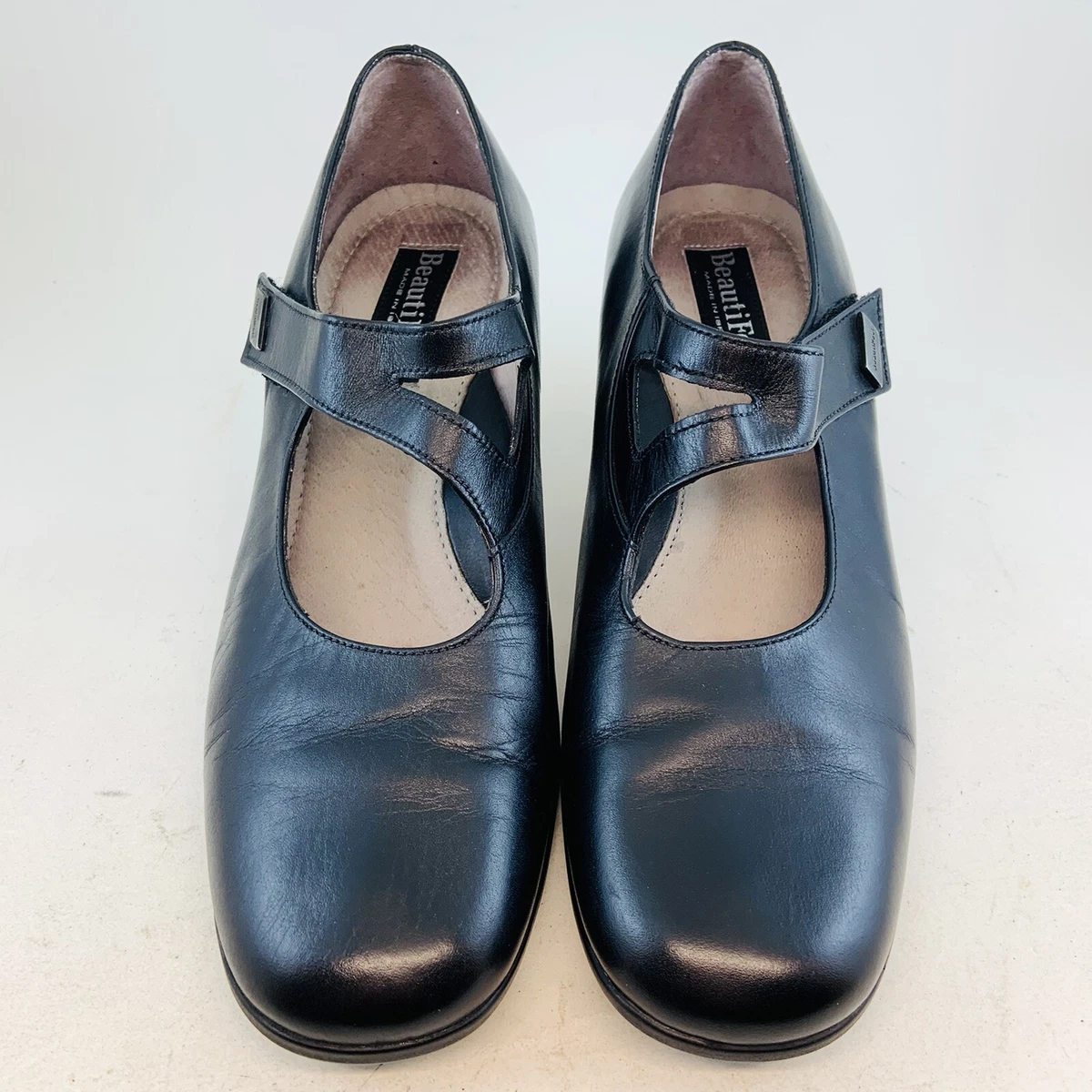 Beautifeel Black Leather Katherina Mary Jane Pumps Heels size 38