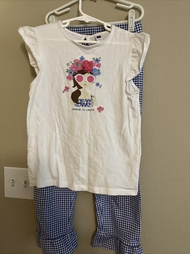 Robe Fille Janie & Jack Taille 10, Couleur Ivoire, Motif Fleur, Sans Manches, Occasion Très Bon état