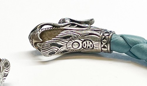John Hardy Bracelet Legends Naga Dragon Head Sterling Silver Blue Leather 7.25" - Picture 4 of 7