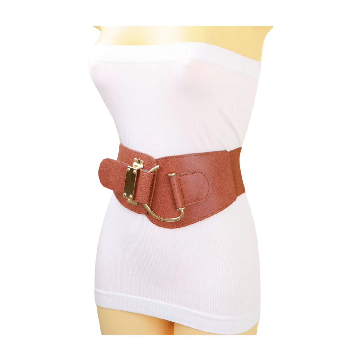 Women Brown Color Faux Leather Elastic Western Fashion Belt  display picture 2