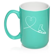 Ceramic Coffee Mug Cup Heart Love Ice Skating