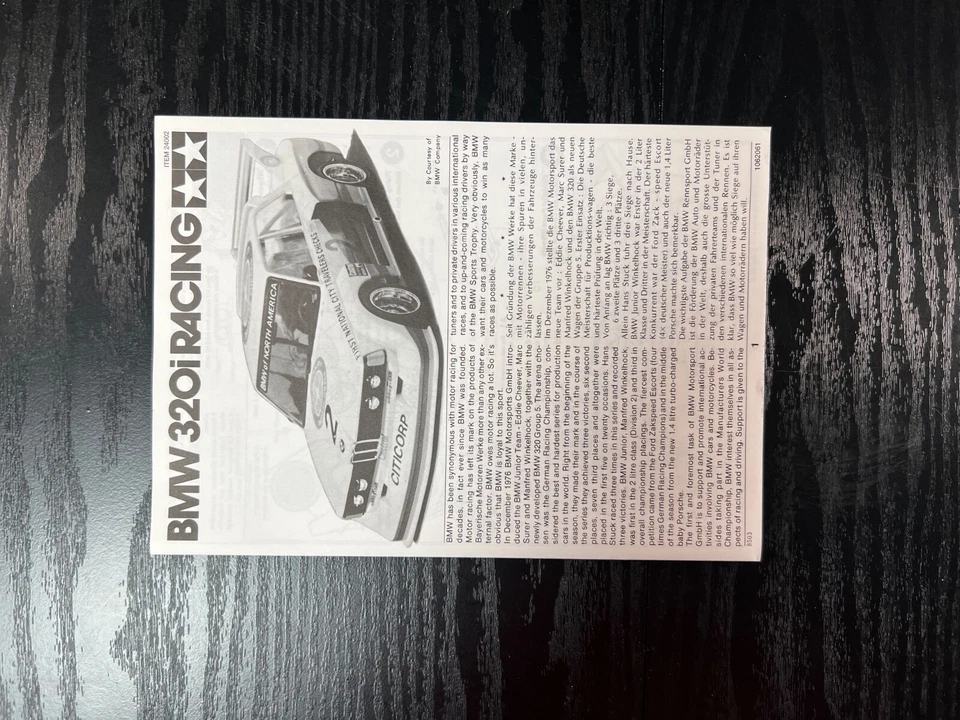 TAMIYA 1/24 BMW 320i RACING articolo 24002 dal Giappone - Immagine 3 di 4