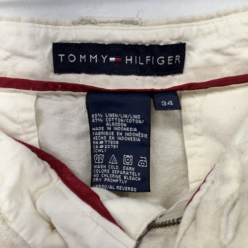 Vintage Tommy Hilfiger Linen Blend Chino Shorts Men's sz 34 Oatmeal - Picture 3 of 12