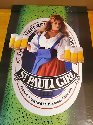 St Pauli Girl Beer German Beer Poster 20x30 - Sexy Blonde Woman with lager Mugs