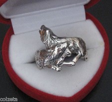 WOLF PAAR RING - 2 WÖLFE geschickt VERSCHLUNGEN ALS RING .925 SILBER von Peter Stone
