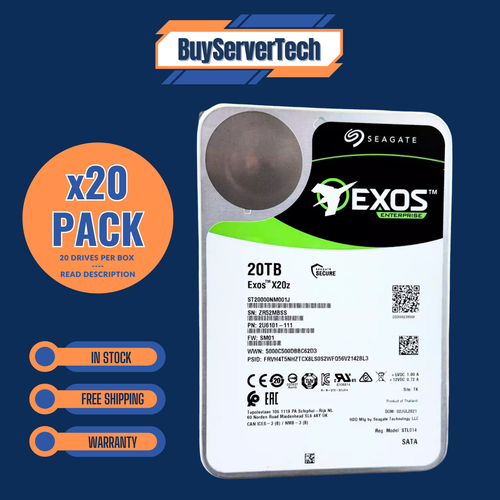 Lot of 20 Seagate Exos X20z 20TB ST20000NM001J 7.2k 3.5" SATA 6Gb/s SMR Ent HDD - Picture 3 of 10