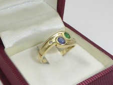 585 Gold Ring 14K Gelbgold 2,82 g Diamant Saphir Smaragd RG 55 - 17,5 mm 5572a