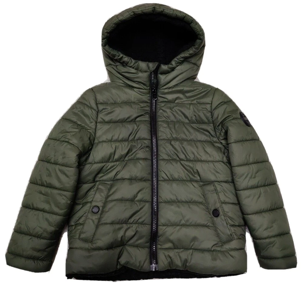 Cappotto Michael Kors verde con cappuccio nero fodera sherpa ragazza taglia 4 giacca