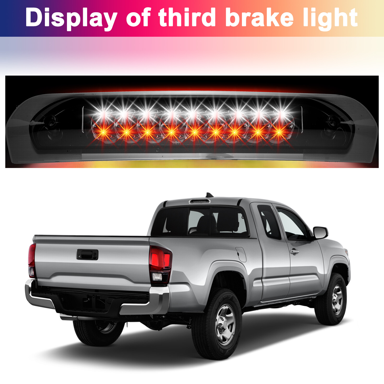 Smoke Lens for 04-05 Dodge Ram LED 3rd Brake Light Cargo Lamp with Chrome Housing  