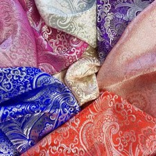 Silver Paisley Metallic Brocade Fabric - Nylon Poly Metallic 58/60" By The Yard