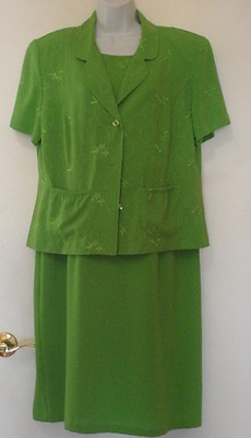 Sag Harbor Ladies Green DRESS & JACKET SET SHORT SLEEVE Size 14 | eBay
