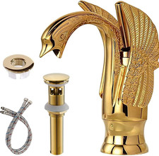 Bathroom Sink Faucet Gold Swan Faucet Single Hole Single Handle Basin Mixer Tap