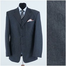 Mens Dark Grey Blazer 40L UK Size CLOCKHOUSE Birdseye Sport Coat Cotton Jacket