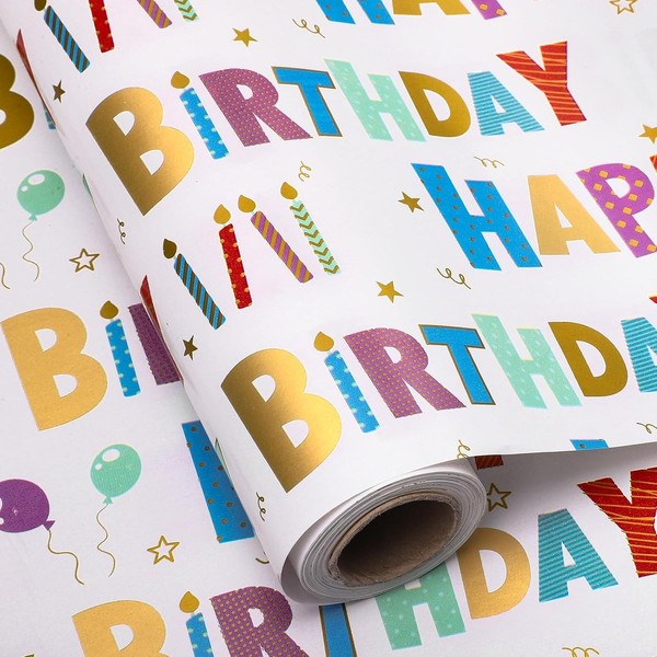 Geschenkpapier Geburtstag 43Cm X 15M Happy Birthday FüR Kindergeburtstag-image