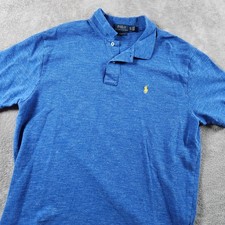 Polo Ralph Lauren Classic Fit Blue Pique Cotton Polo Shirt Mens XL Short Sleeve