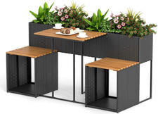 Moccha Patio Furniture Set with Raised Garden Bed - Rattan Outdoor Conversation