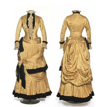 1880s Rococo Bustle Wedding Dress Victorian Edwardian Duchess Walking Afternoon