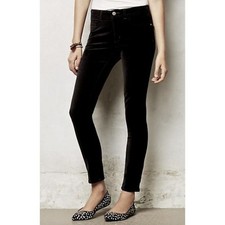 Pilcro and the Letterpress Anthropologie Black Serif Velvet Skinny Pants