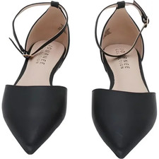 Journee Collection Women's Reba Ankle Strap Pointed Toe Flats Black US Size 10