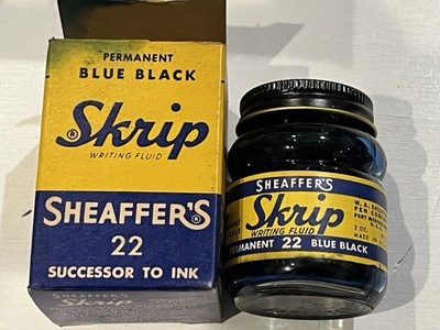Sheaffer s Skrip Ink Bottle with Box, Royal Blue Black #22 NOS, Sealed