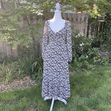 Lush Floral Print Cut Out Back Mid Length Dress Special Occasion XS