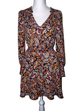 BB Dakota By Steve Madden Black Floral Dress Size Small Elastic Waist  Cuffs
