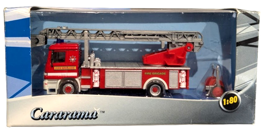 1:80 Scale Cararama Mercedes Benz Actros Turntable Ladder Truck - FIRE BRIGADE