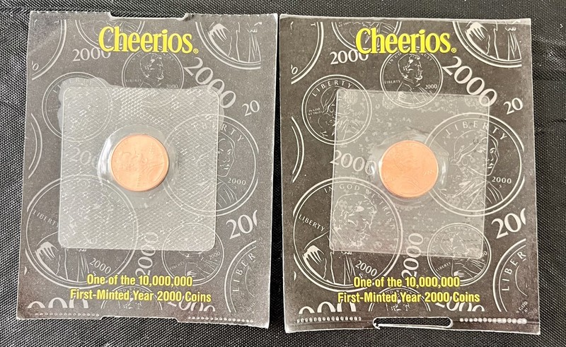 CHEERIOS COA PENNY-lot of 2-First Minted Year 2000 One Cent New in Packages
